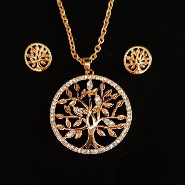 Dije y aretes árbol de la vida 14K-12