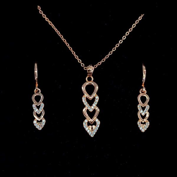 Dije y aretes cadena corazón 14K-28