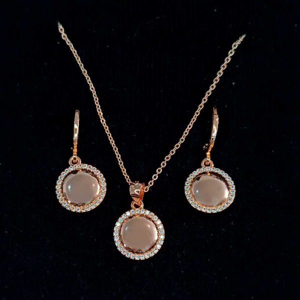 Dije y aretes círculo de zirconias 14K-29