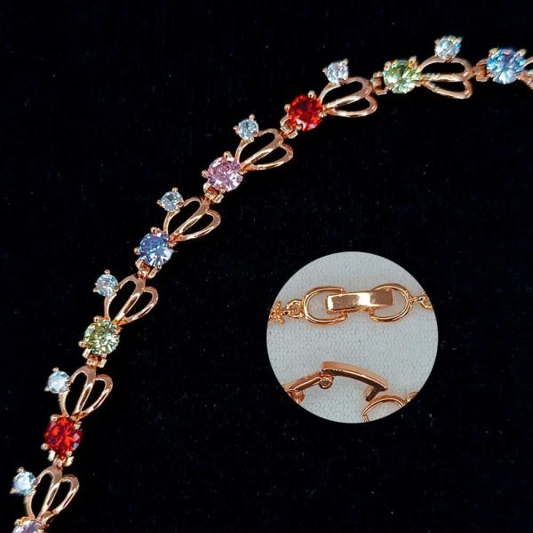 Pulsera hojas de pedrería 14K-38