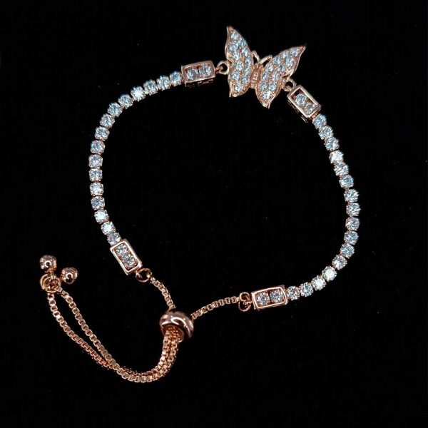 Pulsera mariposa de zirconias 14K-40