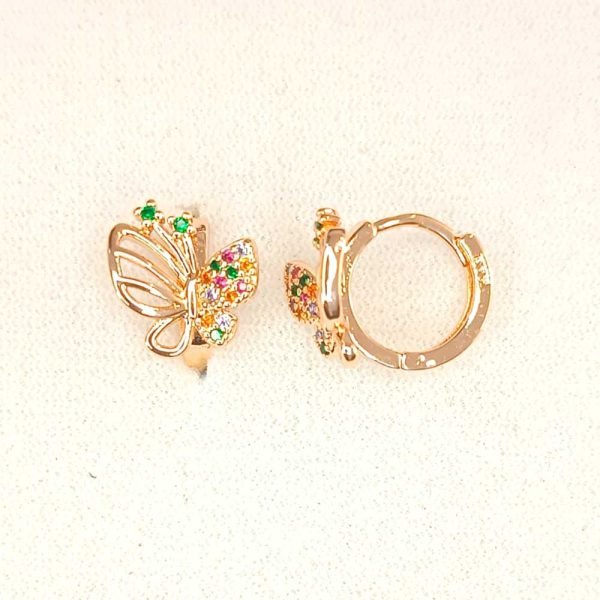Huggies mariposa zirconias colores 14K-54