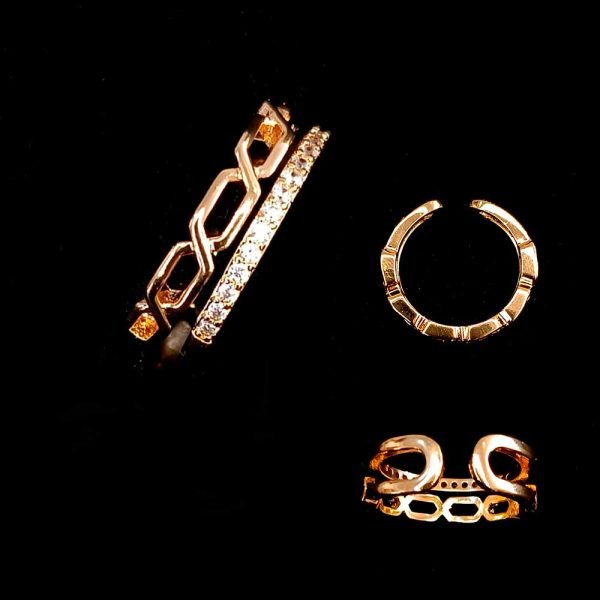 Anillo doble cadena y zirconias 18K-62