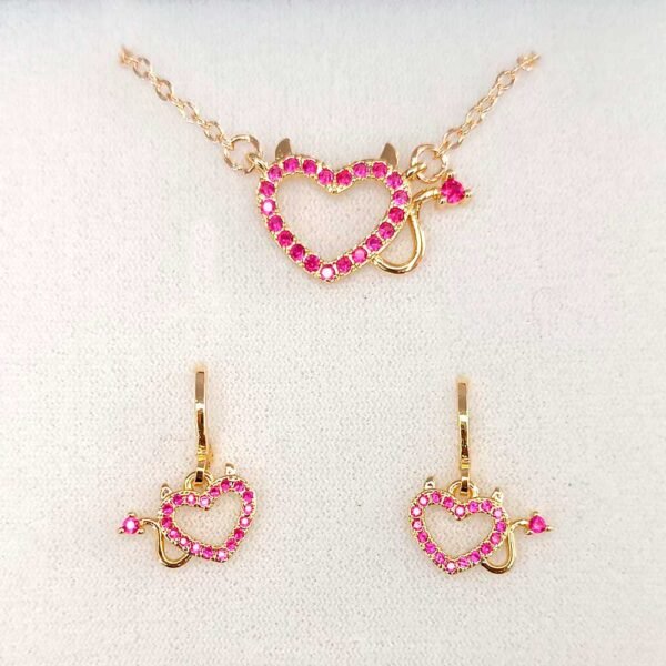 Juego corazón rosa 18K-81